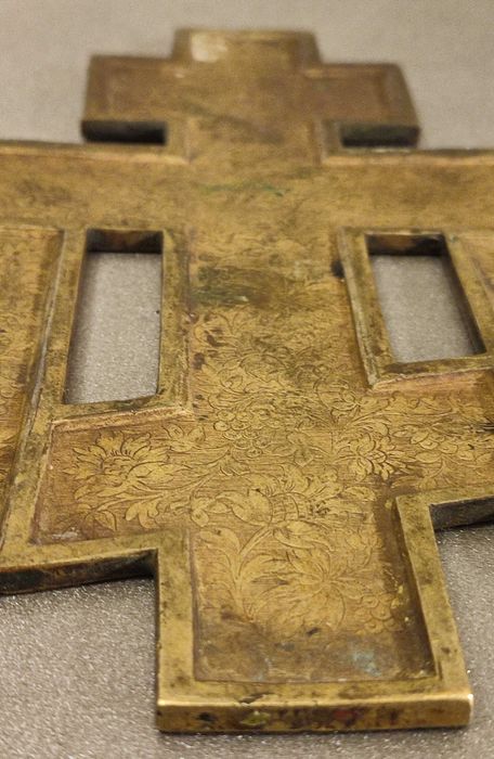 Crucifix ”Iisus rastignit”, email policrom si bronz | secol. 19