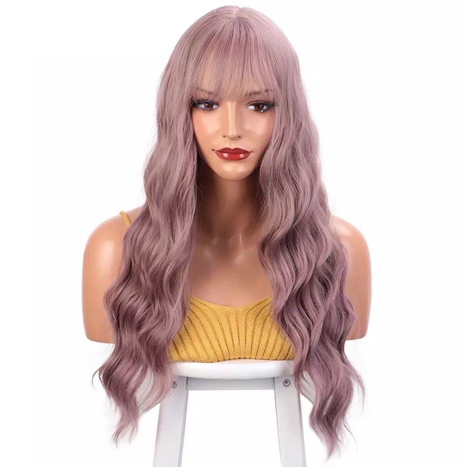 Peruca T83 breton creata ondulata mov lila roz par cret