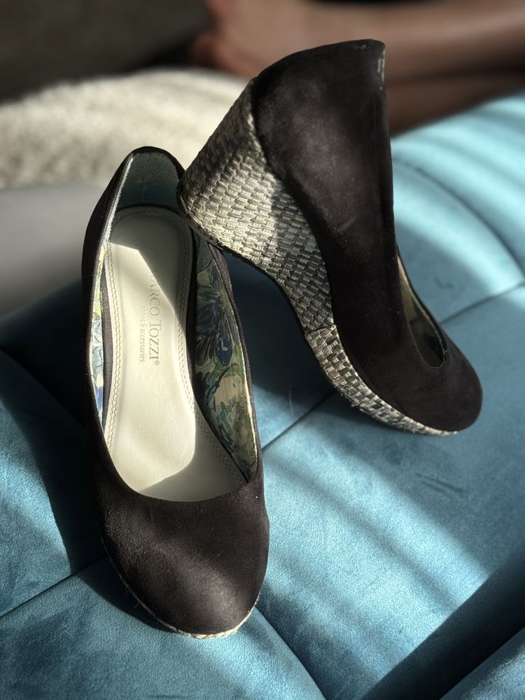 Pantofi bleumarin cu talpa întruna/ Pantofi gri din piele naturala