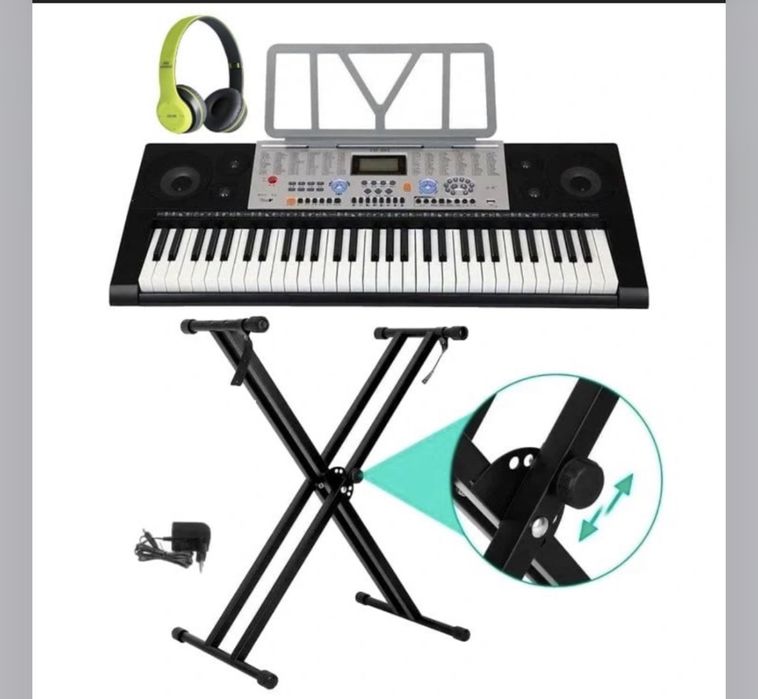 Orga electronica invatat 61 clape 853 +Stativ +Casti, 100 Tonuri, USB