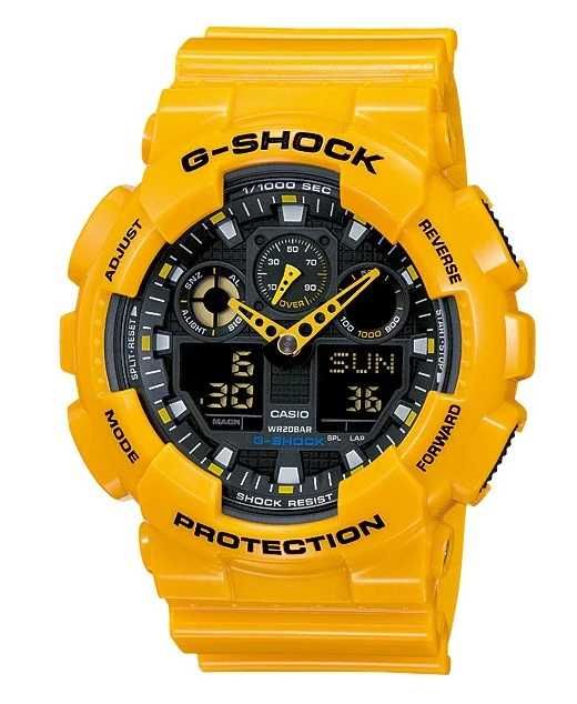 Ceas Sport CASIO G-SHOCK GA-100 YELLOW-Galben Lucios NOU 2025 !!!