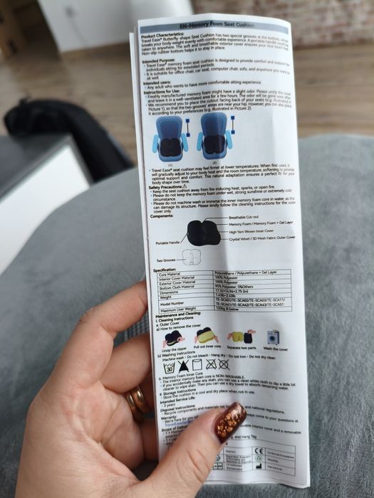 Perna ergonomic din spumă cu memorie pentru scaun – gri