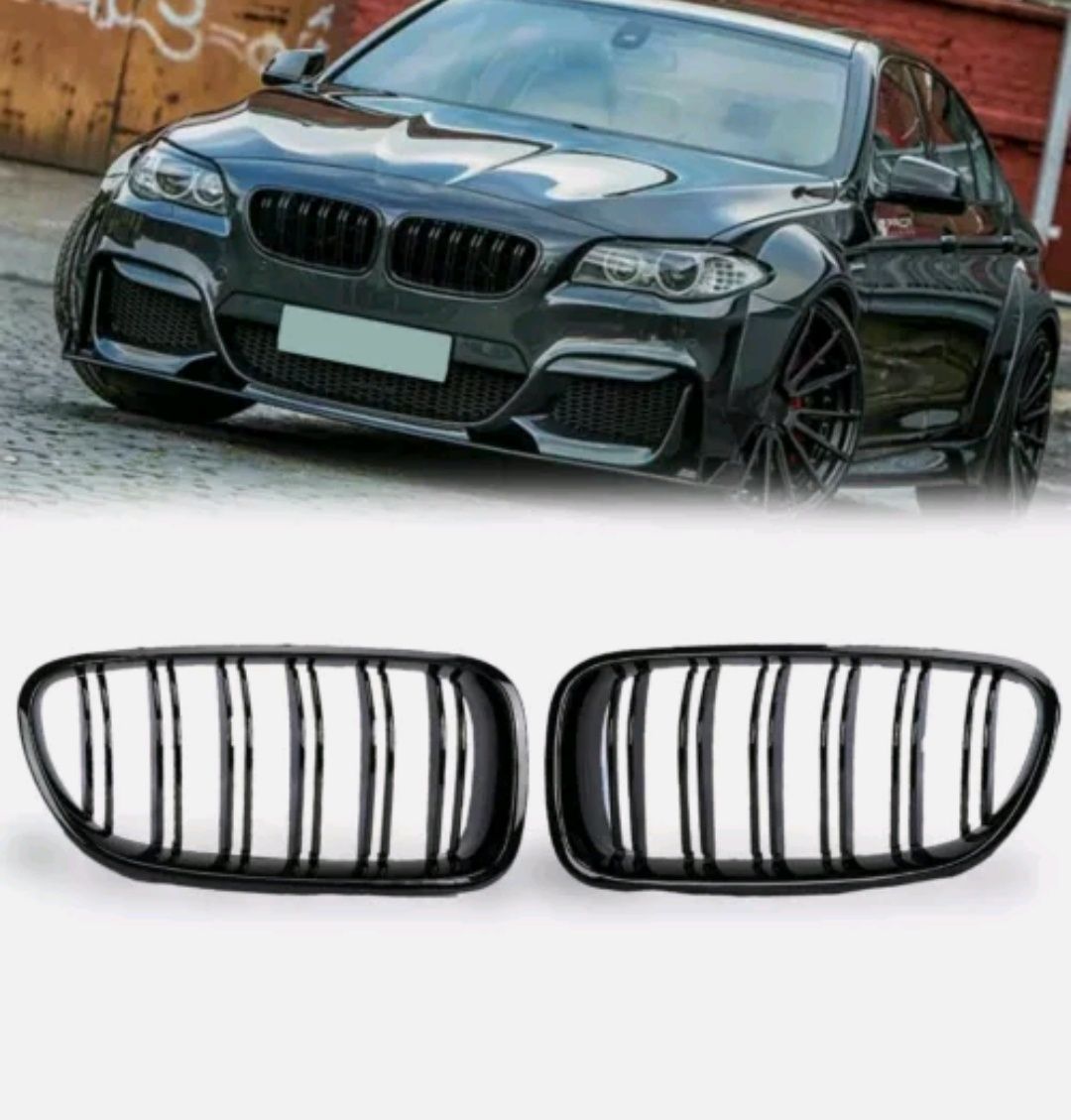 Grila Dubla Grilaj Nari  BMW Seria 5 F10 2008-2018 F11 negru lucios