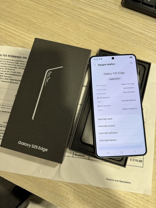 Samsung S25 Edge, 12GB RAM, 256GB, 5G, Titanium Jetblack, Garantie!!!