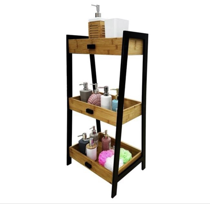 Etajera din Bambus cu 3 Rafturi 45x35x90 cm