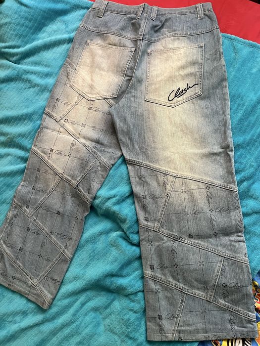 Flashlights Light Denim Baggy Jeans OM Print