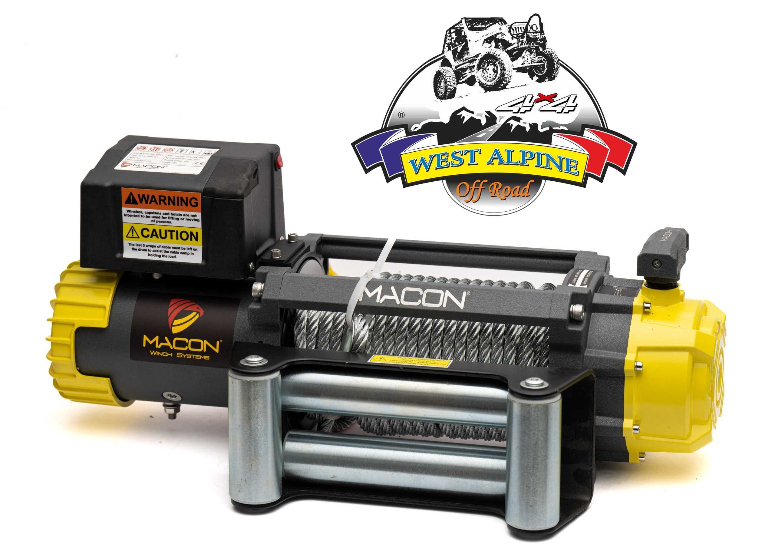 Troliu auto Macon Yellow Hawk 12000 lbs - FOARTE RAPID - cablu de otel