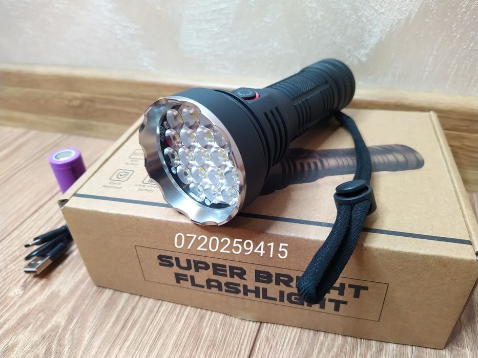 Lanterna Profesionala 19 LED-uri 3200LM, Reincarcabila + Cadou!