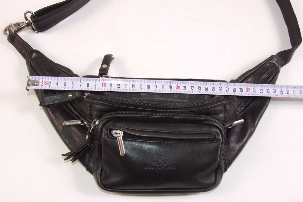 Borseta de brâu BRUNO ROSSI, 6 buzunare, piele naturala, NOUA