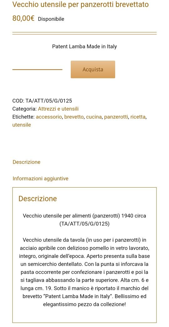 Винтидж преса за Panzerotti 1940г.