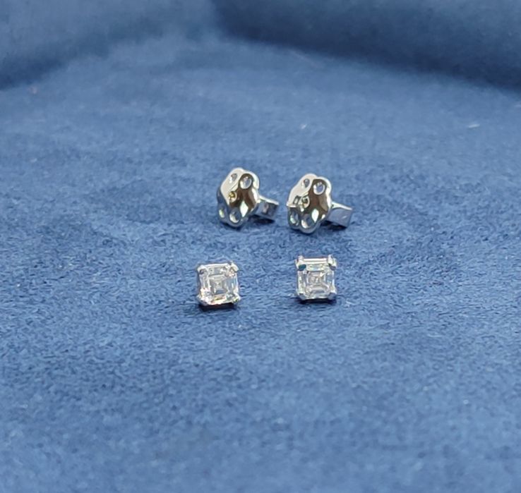 Обеци с диаманти от 14к бяло злато