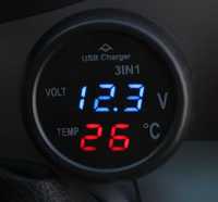 Тестер, зарядно устройство,  волтметър и термометър за кола 12/24VDC