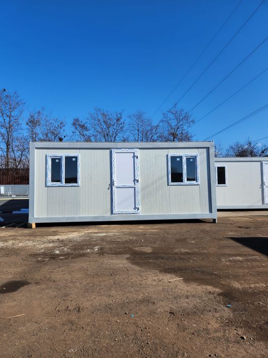 Vand containere duplex, cu vitrina riflaje de lemn, gri antracit