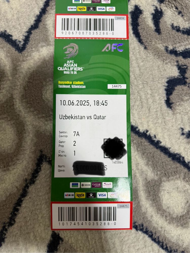 Bilet O’zbekiston vs Qatar oyiniga