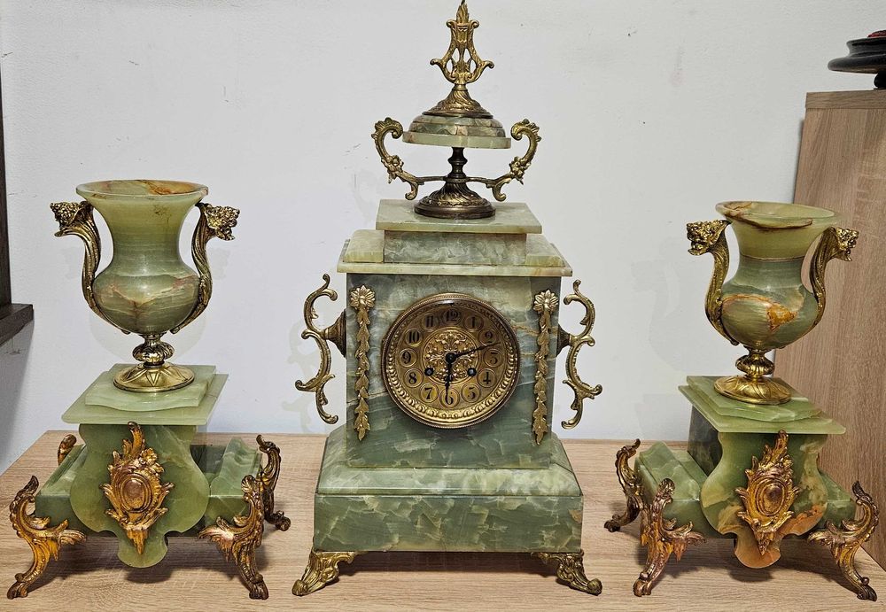 Ceas de semineu cu pendul Japy Freres - 3 piese Onix