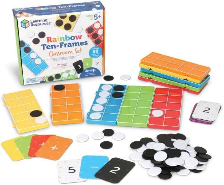 Ресурси за обучение Rainbow Ten-Frames Classroom Set,възраст 5+ години