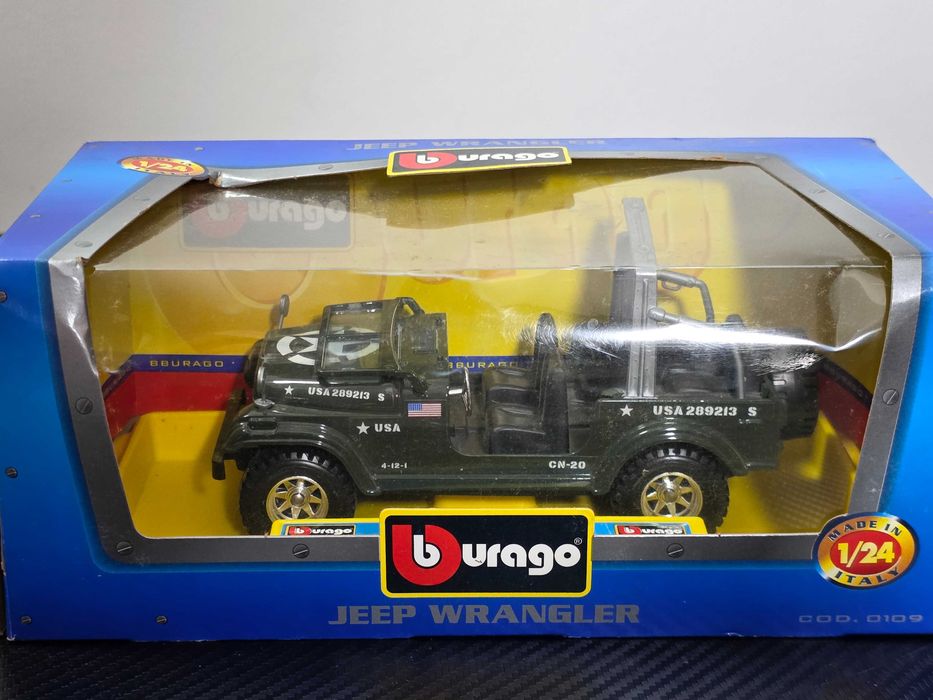 Macheta Auto 1/24 Burago Jeep Wrangler USA Army