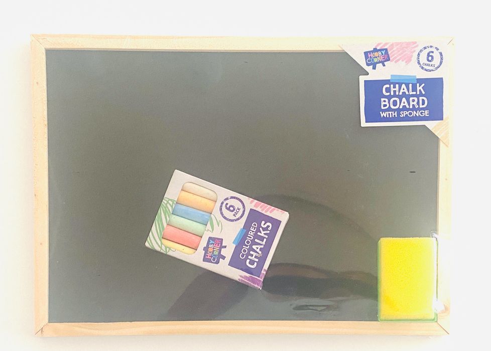 Дървена Образователна дъска за писане + тебешир и гъба за почистване