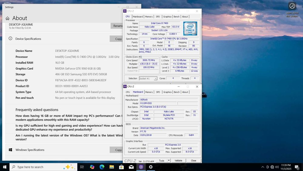 Procesor sk1151 Intel I5 7400