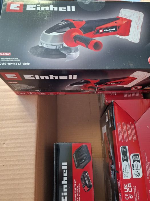 Комплект Einhell - акумулаторни бормашина, прободен трион и ъглошлайф,