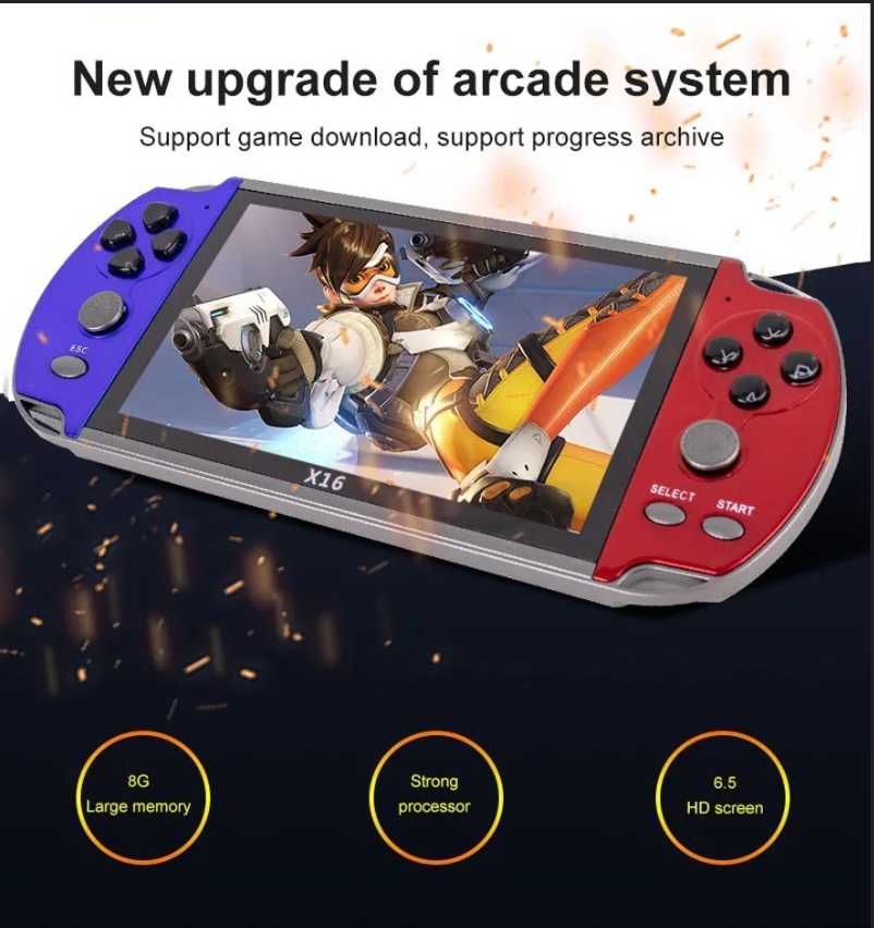 Преносима конзола за игри X16, 6.5 инча, С 20 000 вградени игри