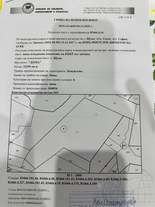 Земеделска земя 6 категория село Шума