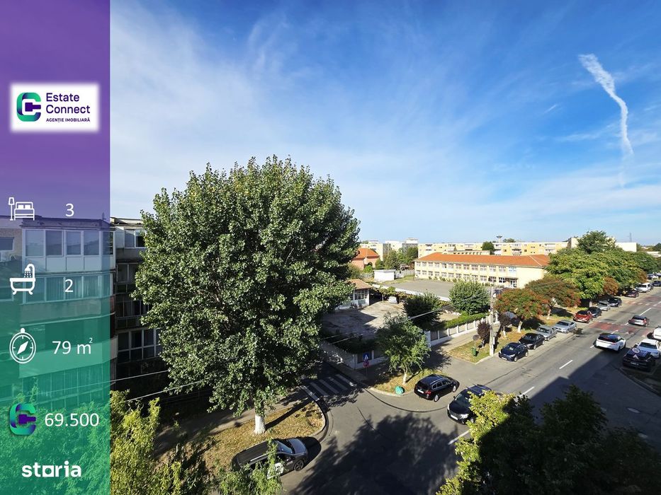 Apartament 3 camere decomandat, doua bai, centrala - Poetului