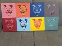 Tablou caine pictat Pop Art, Canvas Acrylic ‘’100x50’’