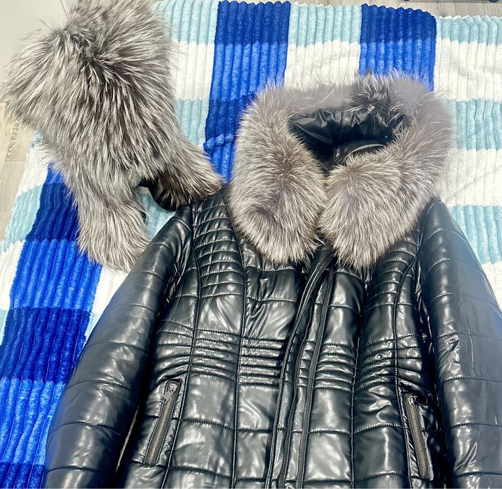 Продам кожаную куртку с  мехом чернобурки и шапку из меха чернобурки