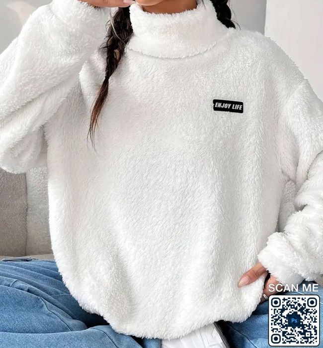 Дамска поларена блуза тип полу , мек плюш с апликация Life