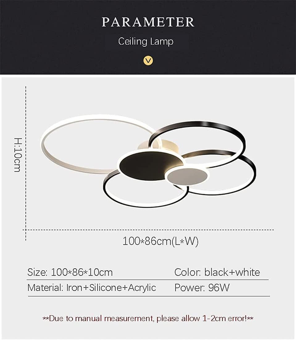 Модерна Led таванна лампа черно и бяло 96W Дневна Спалня дистанционн
