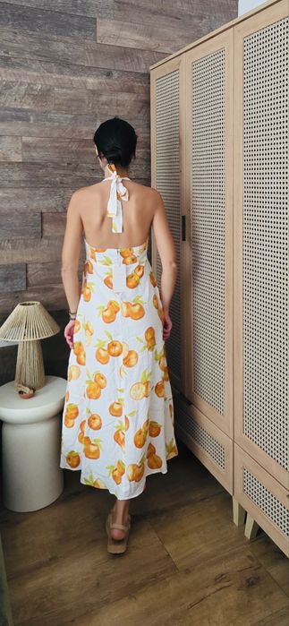 Rochie lunga imprimeu portocale Zara