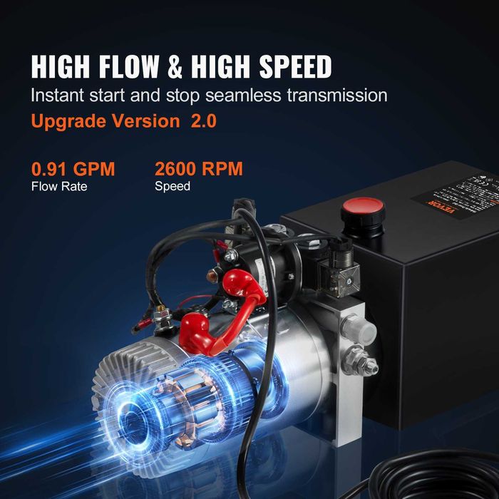 Pompă hidraulică 8L, dublu efect, 12V, pentru remorcă basculabilă