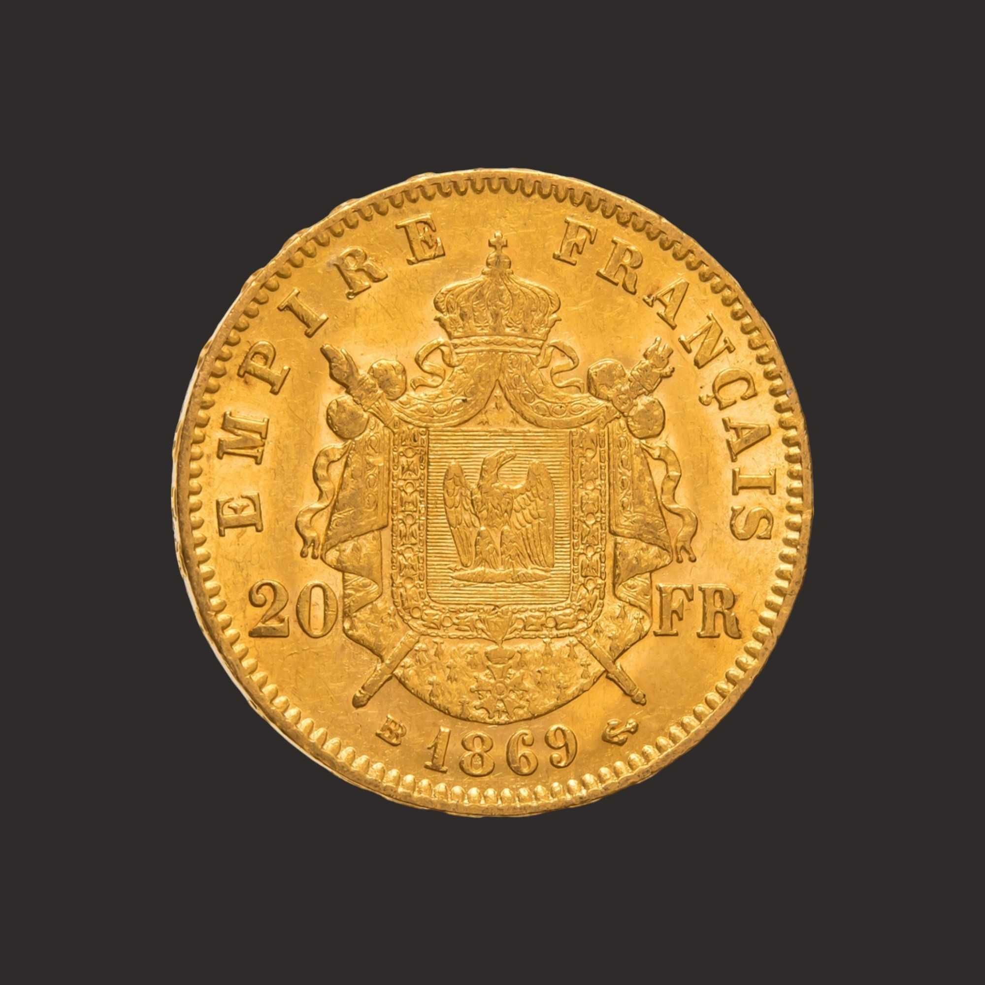 Moneda 20 franci francezi, Napoleon III, ~6,45 gr.TVA 0%