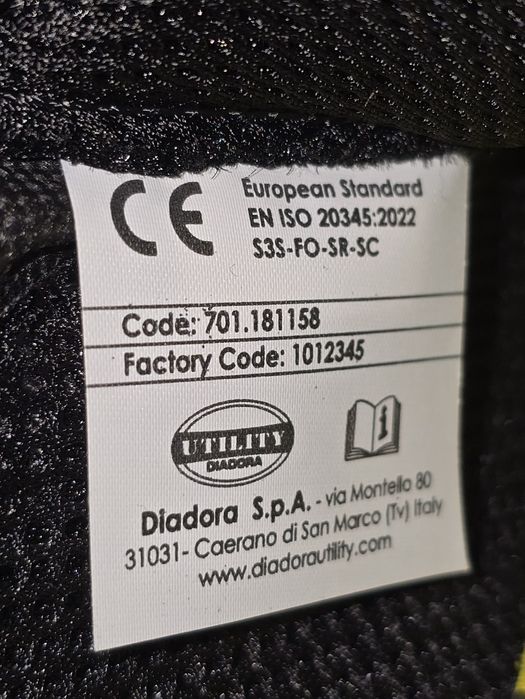 Diadora adidasi de lucru cu protectie nr 41 si 42