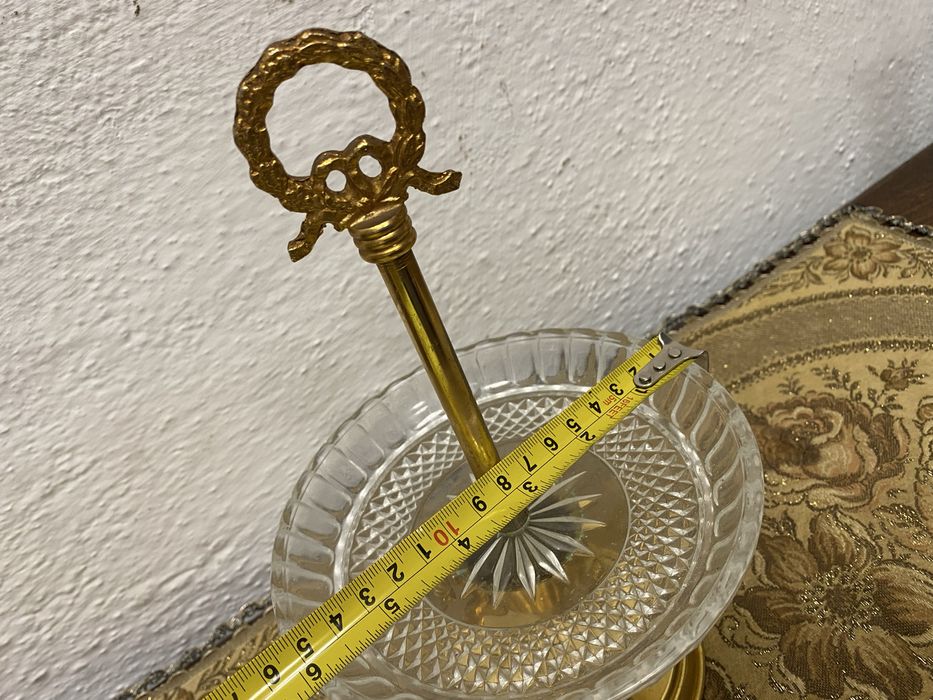 Винтидж италианска кристална бонбониера с месингова стойка 1950-те