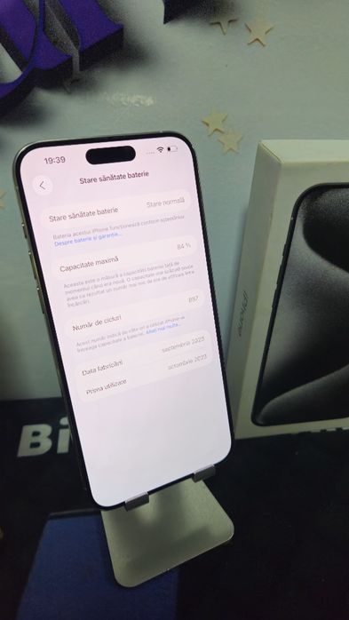iPhone 15 PRO MAX White 5G 256GB Baterie:84%.Preṭ fix!