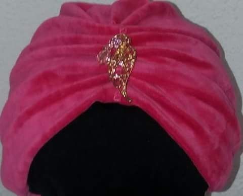 Turban Roz Catifea Elastica