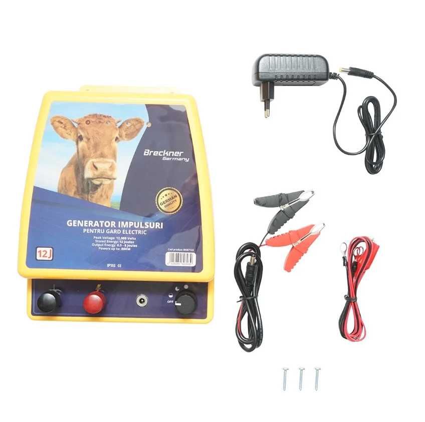 Kit pachet gard electric 12 Joule 12 220V panou baterie 12ah fir 1000m