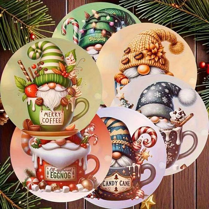 Големи дървени магнитчета за Коледа - гномове