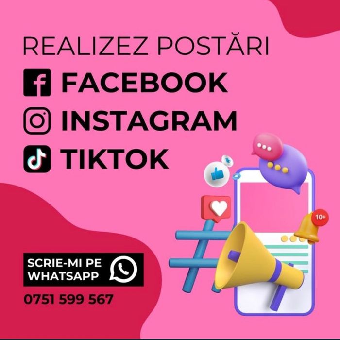 Postări Facebook, Instagram, TikTok