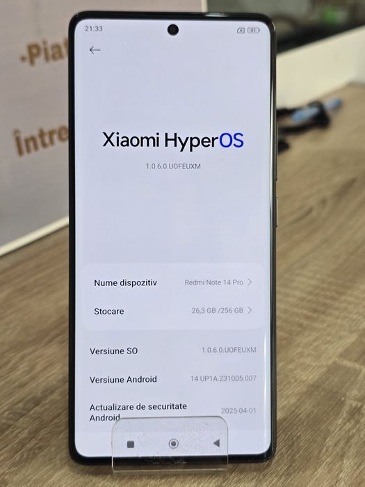 Telefon Redmi Note 14 Pro 5G - 256GB  - 8GB Ram   !
