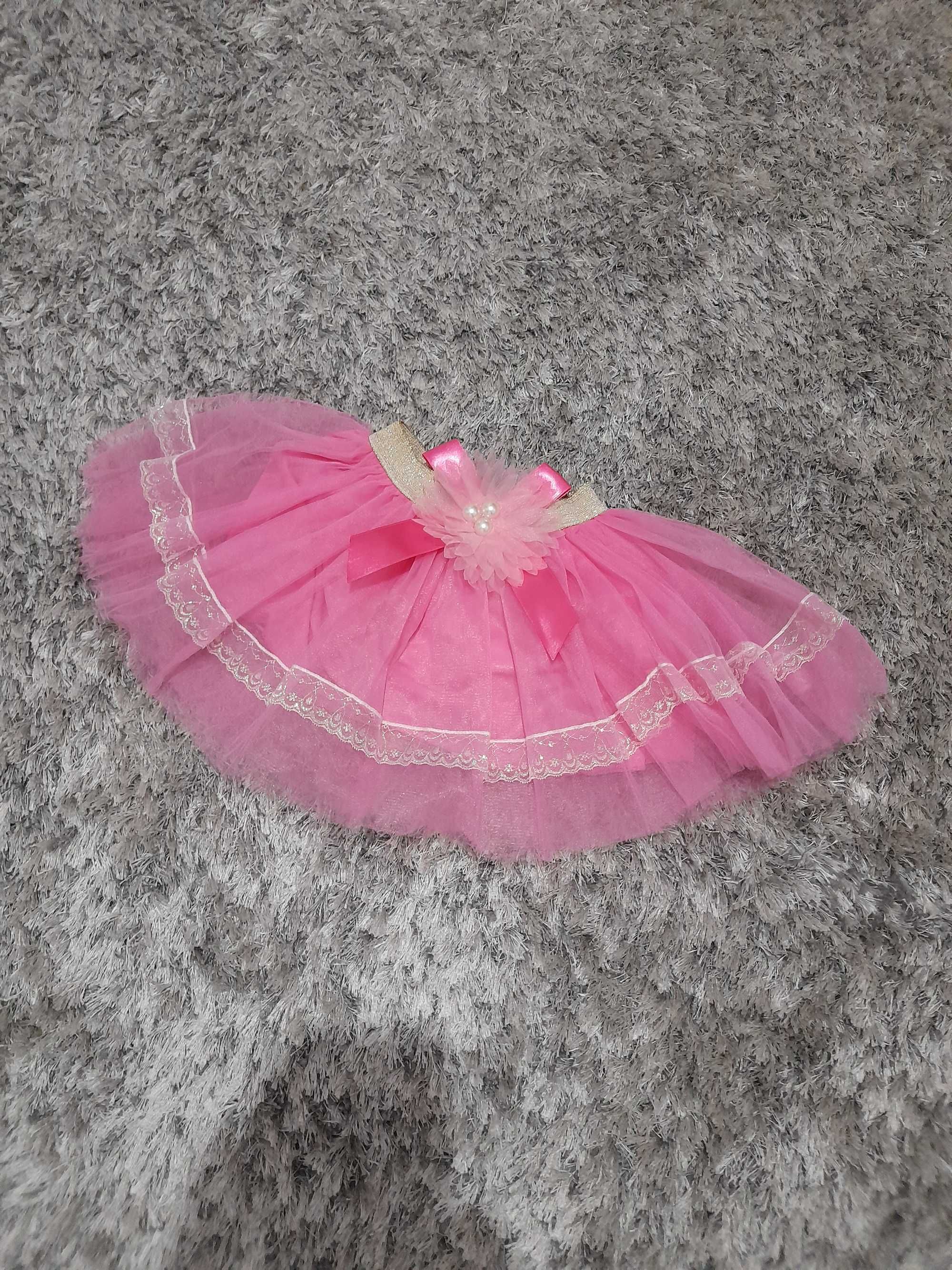 Compleu nou bluzita si fusta roz tull/tutu fetite 2 ani, 92 cm