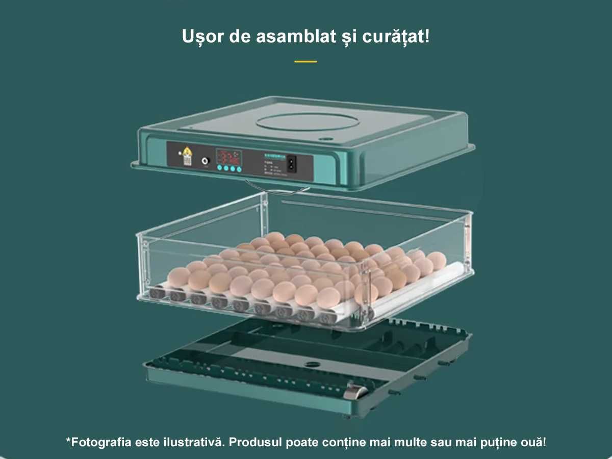 Incubator Automat pentru 130 ouă pui Clocitoare Rata Gisca Eclozator