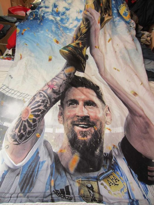 Cearceaf plic poza Messi la CM 2022 Qatar, stare f.buna