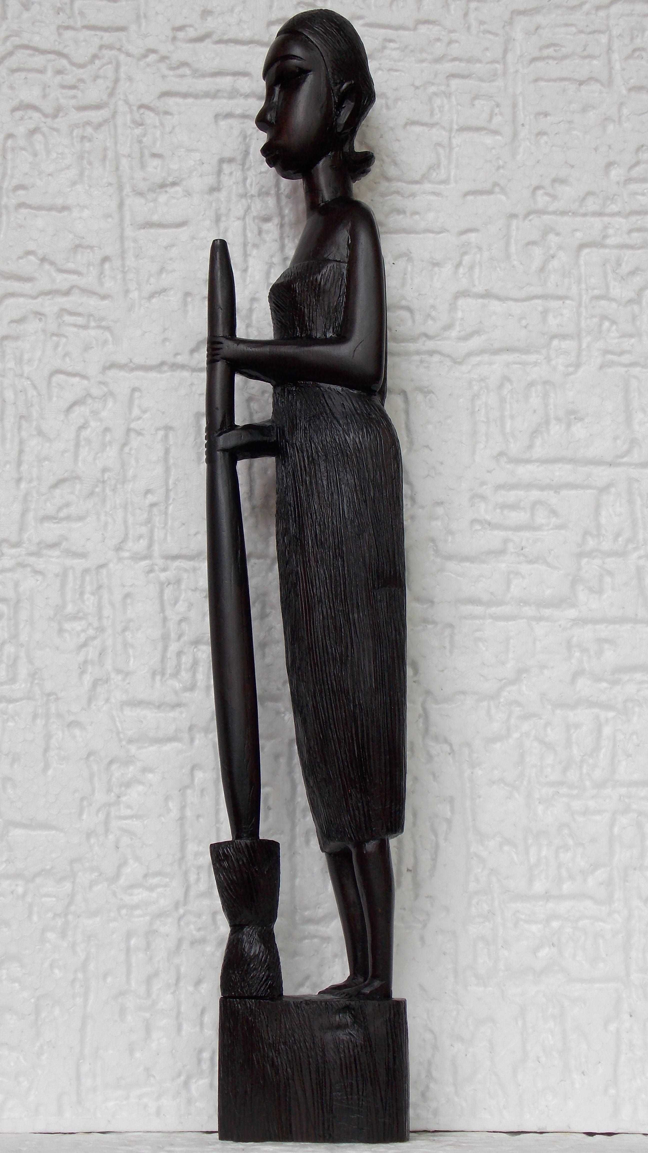 Statueta unicat 39 cm sculptura lemn abanos,arta africana 660 gr.