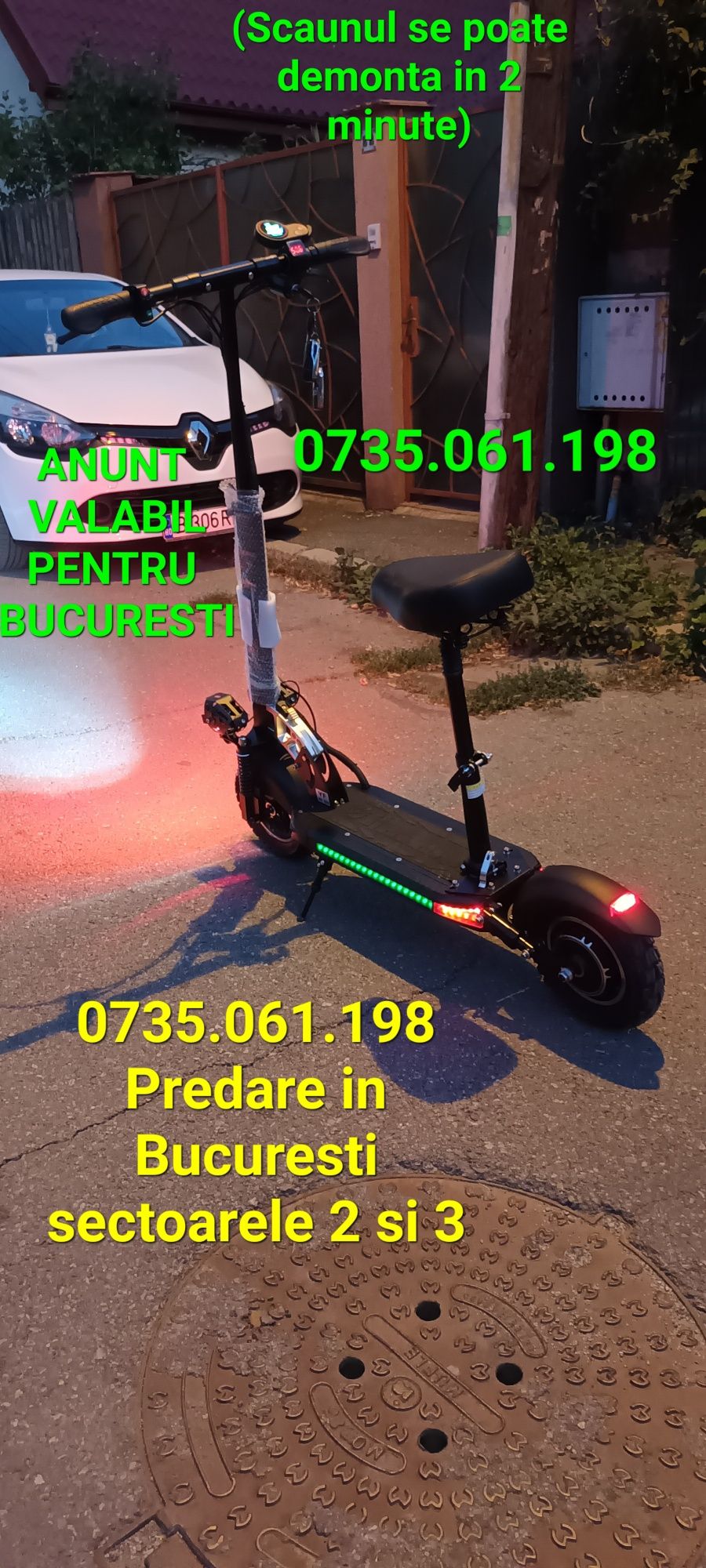 Trotineta electrica profesionala scuter fara permis moped NOU albastra