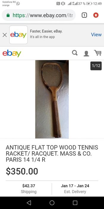 Rachetă tenis Mass&Cie lemn veche rara colectie 1923 ideal cadou