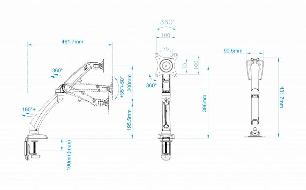 Крепление для монитора (кронштейн газлифт NB F100)