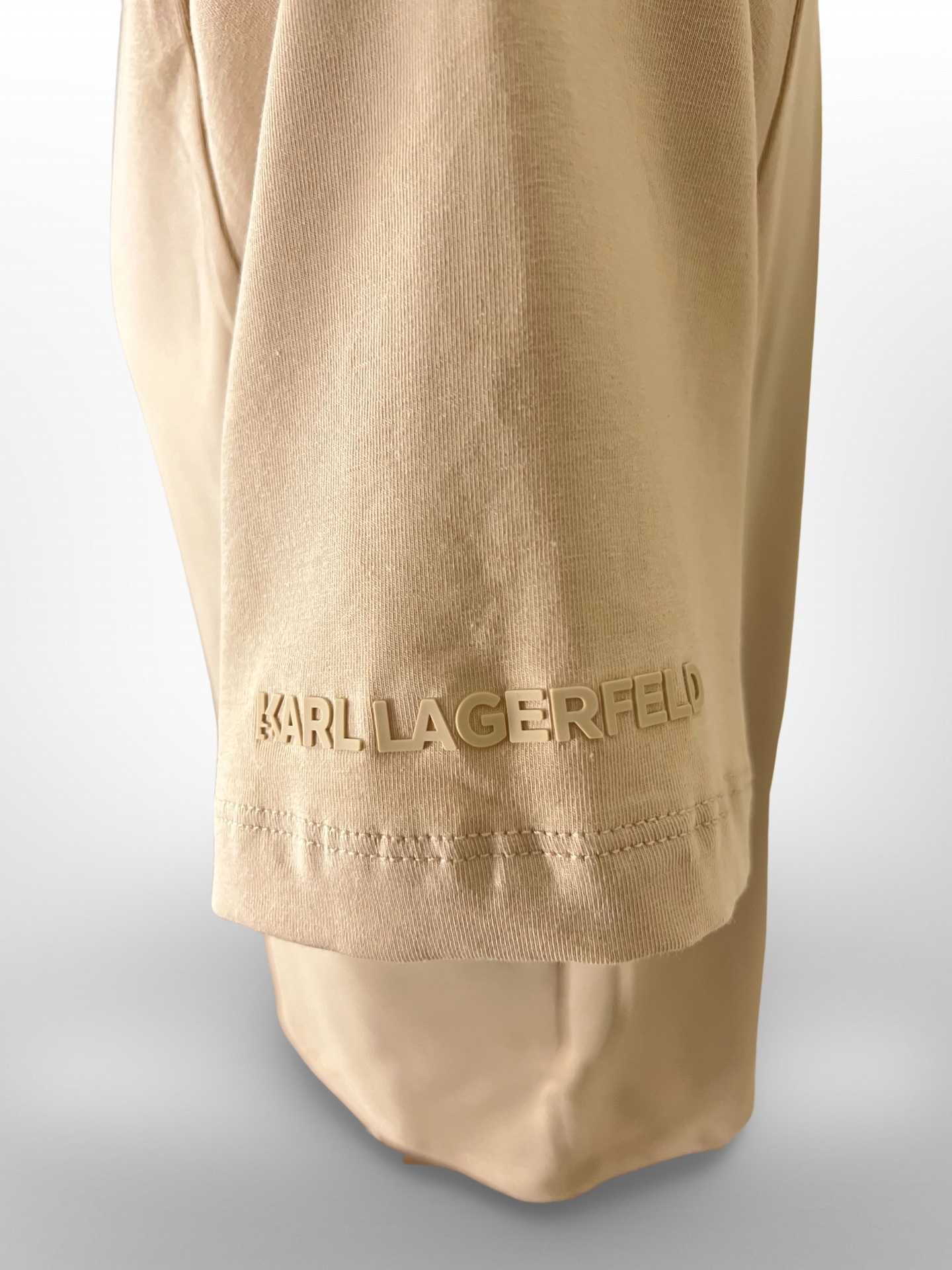 UNRELEASED Автентична Karl Lagerfeld Бежова тениска ГУМЕНА щампа S M L